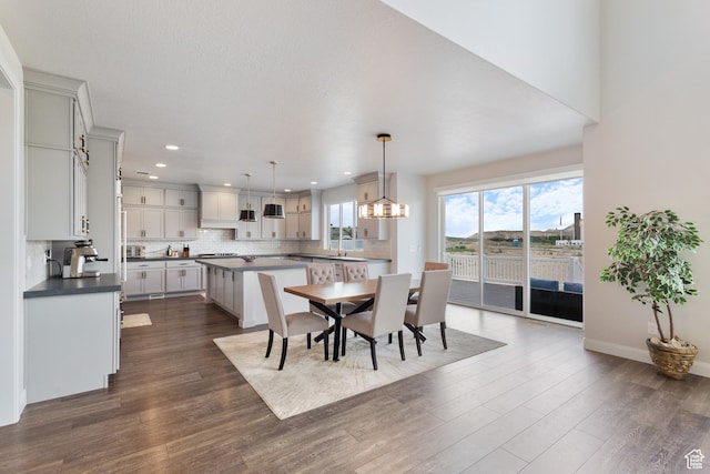 3862 W Lucerne Way, Lehi, UT 84043 - dining space with recessed lighting and dark wood-style floors