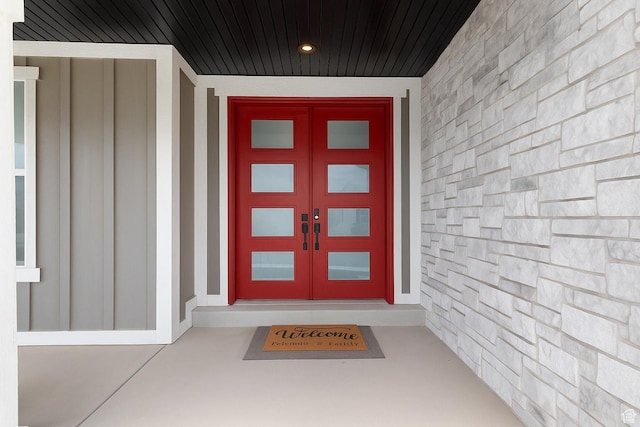 3862 W Lucerne Way, Lehi, UT 84043 - doorway to property with board and batten siding and stone siding