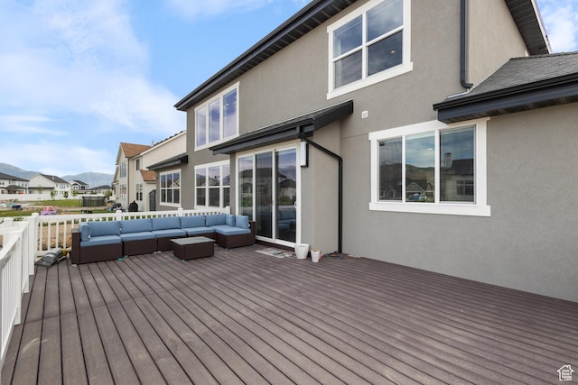 3862 W Lucerne Way, Lehi, UT 84043 - wooden deck featuring outdoor lounge area and a residential view
