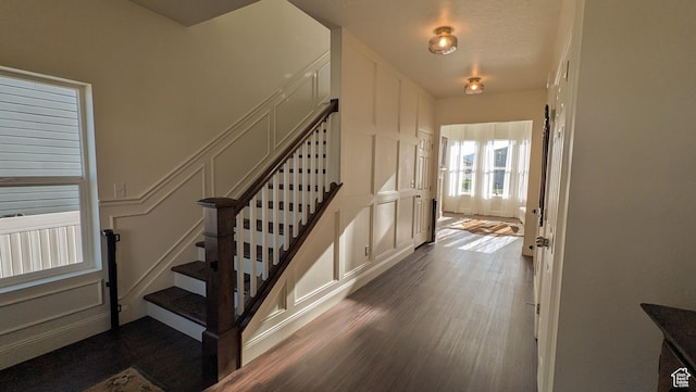 5071 N Oak Creek Dr, Eagle Mountain, UT 84005 - stairway with wood finished floors and a decorative wall