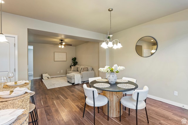 10572 S Kestrel Rise Rd, South Jordan, UT 84009 - dining area with dark wood finished floors and ceiling fan