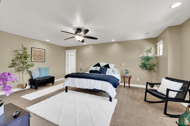 14483 S Ryegate Dr, Herriman, UT 84096 - bedroom featuring carpet, recessed lighting, and a ceiling fan