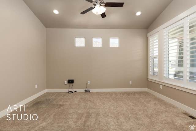 1338 S 1150 W, Payson, UT 84651 - carpeted empty room with ceiling fan, recessed lighting, and lofted ceiling