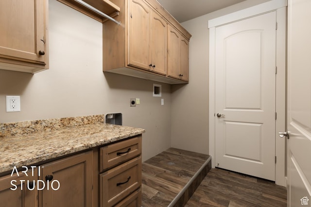 1338 S 1150 W, Payson, UT 84651 - laundry room featuring hookup for an electric dryer, hookup for a washing machine, dark wood-type flooring, and cabinet space