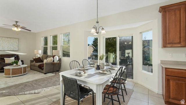 1562 S 910 W, Payson, UT 84651 - dining area featuring light tile patterned floors, ceiling fan, and a chandelier