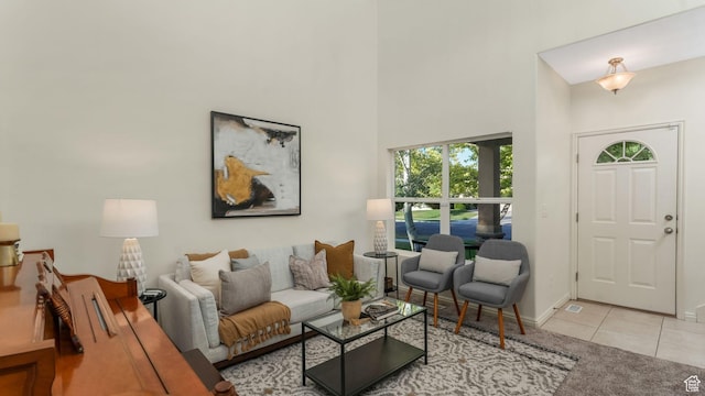 1562 S 910 W, Payson, UT 84651 - living area with light tile patterned floors and a high ceiling