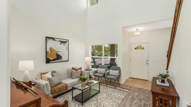 1562 S 910 W, Payson, UT 84651 - living room featuring light tile patterned flooring and a towering ceiling