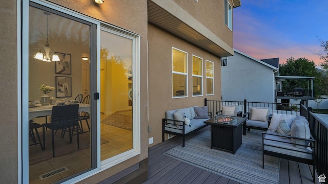 1562 S 910 W, Payson, UT 84651 - wooden terrace featuring an outdoor living space with a fire pit