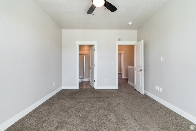 11463 S Lake Run Rd W, South Jordan, UT 84009 - unfurnished bedroom with dark colored carpet, ensuite bath, a textured ceiling, and a ceiling fan