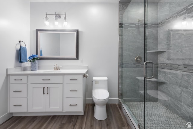520 Lacey Way N, Salt Lake, UT 84054 - full bathroom featuring wood finished floors, vanity, and a shower stall