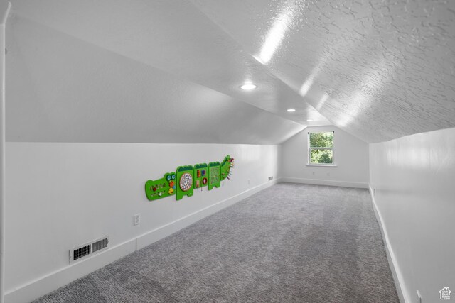 520 Lacey Way N, Salt Lake, UT 84054 - bonus room with a textured ceiling, carpet flooring, and vaulted ceiling