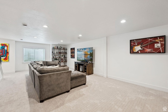 520 S Orchard Dr Unit 1, Bountiful, UT 84010 - living room featuring light colored carpet and recessed lighting