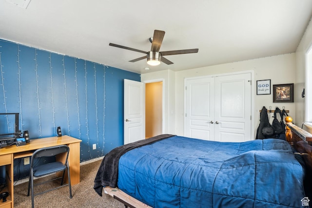 3863 S 850 W, Riverdale, UT 84405 - carpeted bedroom with ceiling fan, a desk, and a closet
