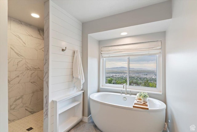 53 N Foxhill Rd N, North Salt Lake, UT 84054 - full bath with a soaking tub, tiled shower, and recessed lighting