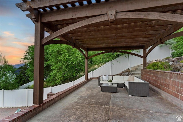 53 N Foxhill Rd N, North Salt Lake, UT 84054 - fenced backyard featuring a patio area, an outdoor living space, and a pergola