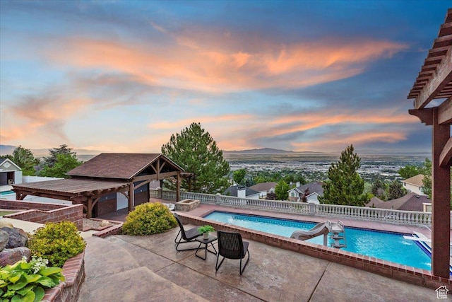 53 N Foxhill Rd N, North Salt Lake, UT 84054 - view of pool with a gazebo, a patio, a fenced backyard, and a water slide