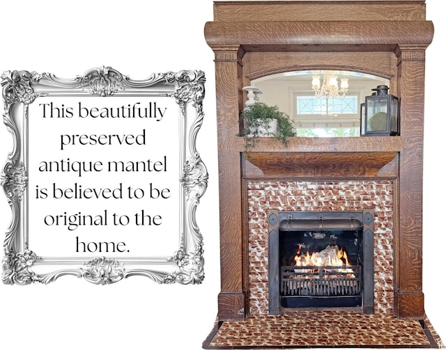 79 S 300 E, Farmington, UT 84025 - detailed view of a chandelier and a fireplace