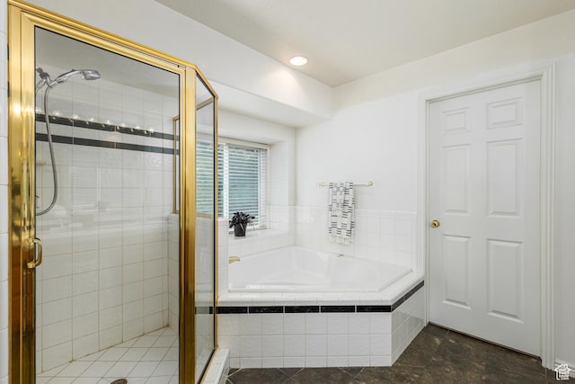 561 S Woodland Dr E, Farmington, UT 84025 - full bathroom featuring a garden tub, a shower stall, and recessed lighting