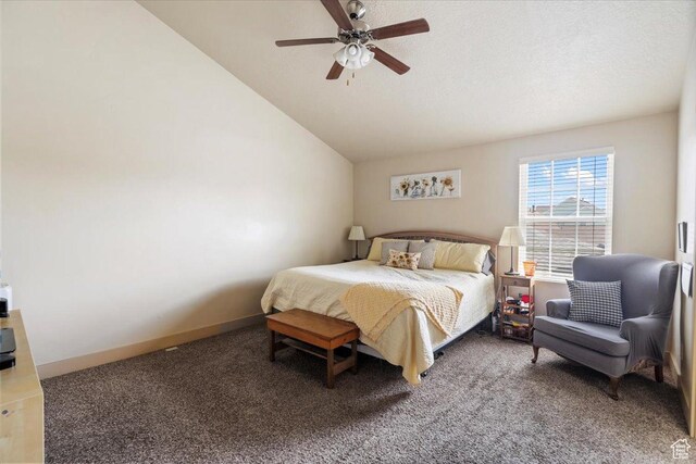 4257 W Lake Bridge Dr S, South Jordan, UT 84009 - bedroom featuring carpet, a ceiling fan, and vaulted ceiling
