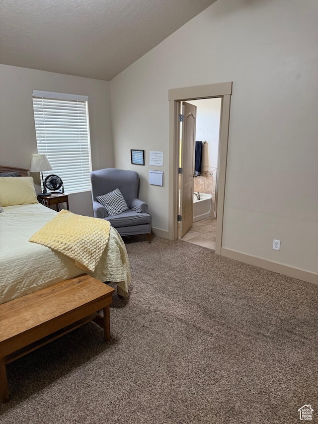 4257 W Lake Bridge Dr S, South Jordan, UT 84009 - bedroom featuring vaulted ceiling, carpet, and ensuite bathroom