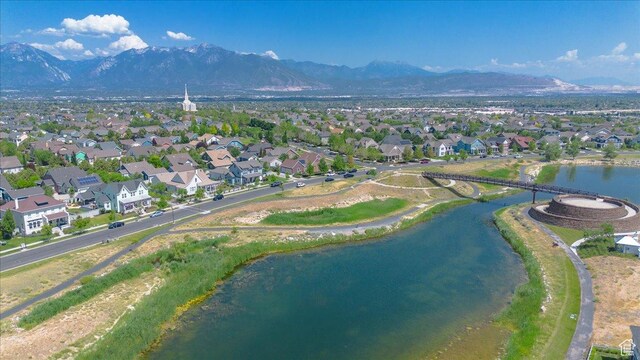 4257 W Lake Bridge Dr S, South Jordan, UT 84009 - aerial perspective of suburban area featuring a water and mountain view