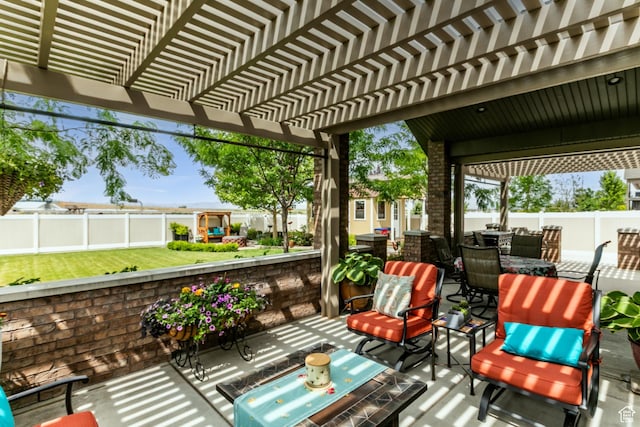 191 W Ranch Rd, Farmington, UT 84025 - fenced backyard with outdoor dining area, a pergola, and a patio