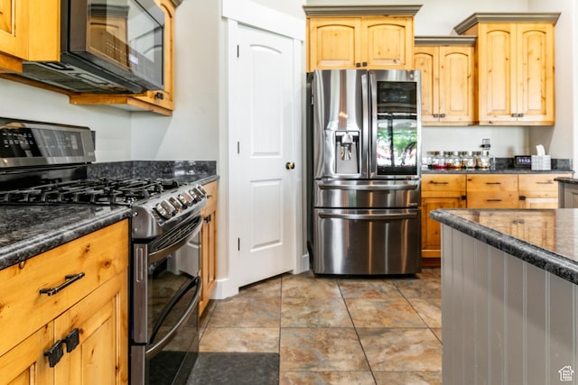 191 W Ranch Rd, Farmington, UT 84025 - kitchen featuring stainless steel appliances and dark stone counters