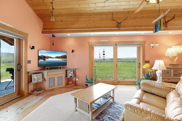 966 Mill Rd, Evanston, WY 82930 - living area with wood ceiling, hardwood / wood-style floors, and recessed lighting