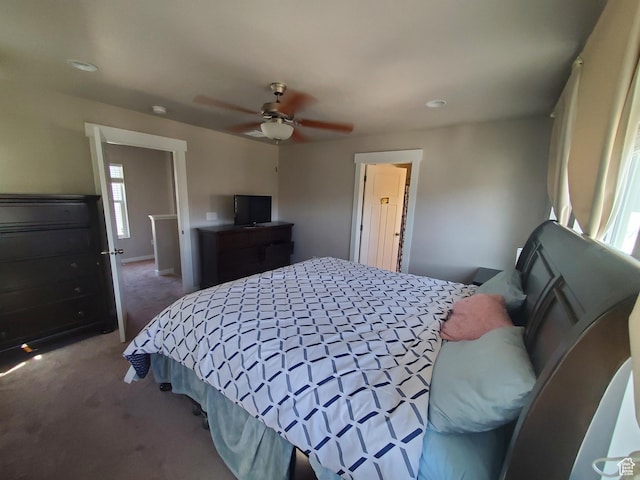 4973 E Oakwood Dr, Eagle Mountain, UT 84005 - carpeted bedroom with a ceiling fan and recessed lighting