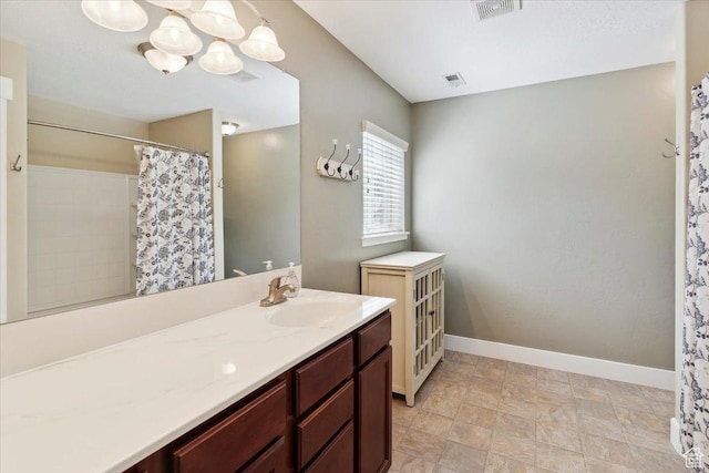 210 E 2150 N, North Ogden, UT 84414 - full bath with vanity, a chandelier, and curtained shower