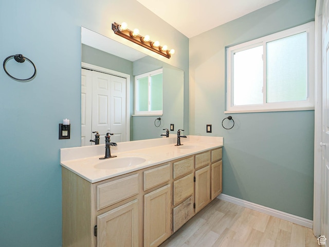 1402 E Valley Ridge Dr S, Sandy, UT 84093 - bathroom with double vanity and wood finished floors
