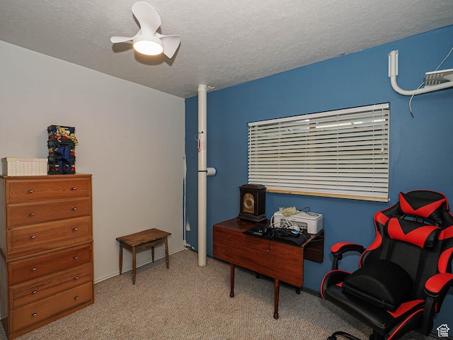 1402 E Valley Ridge Dr S, Sandy, UT 84093 - carpeted office space with ceiling fan and a textured ceiling