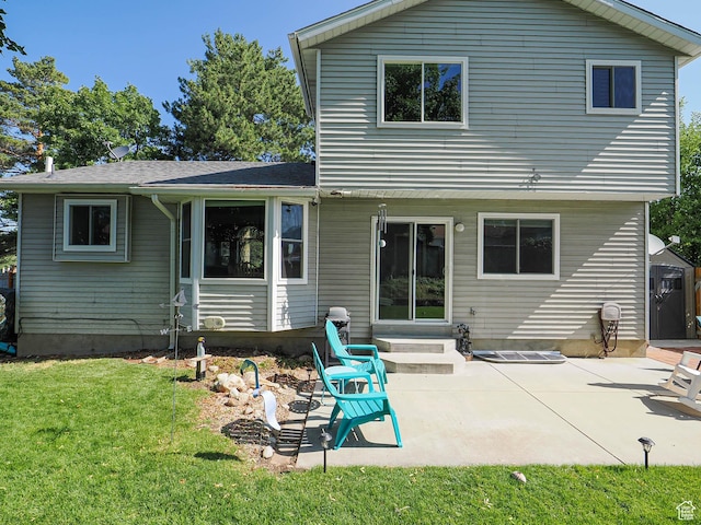 1402 E Valley Ridge Dr S, Sandy, UT 84093 - back of property with a yard, entry steps, and a patio area