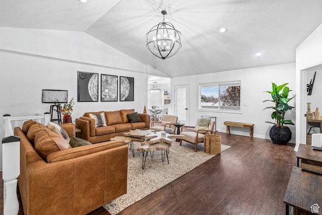 93 S 1250 E, Logan, UT 84321 - living area with vaulted ceiling, a chandelier, wood finished floors, and recessed lighting