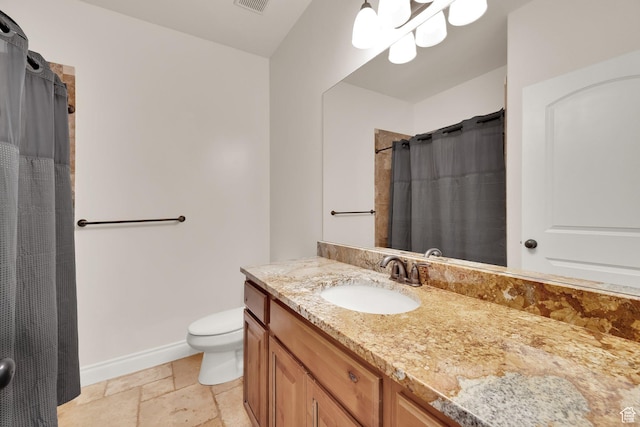 3179 W Hayden Ridge Way S, Riverton, UT 84065 - full bathroom with vanity, stone tile flooring, and a shower with curtain