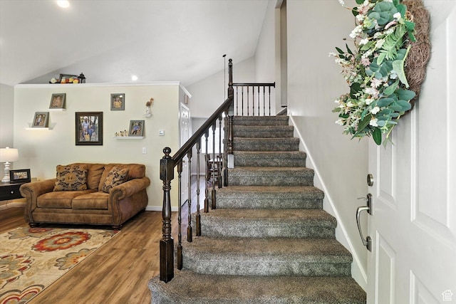 433 W 2425 N, Harrisville, UT 84414 - stairs featuring lofted ceiling and wood finished floors