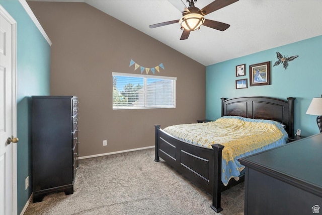 433 W 2425 N, Harrisville, UT 84414 - bedroom with lofted ceiling, carpet flooring, and ceiling fan