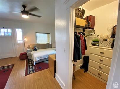 1309 E Hidden Creek Ct S, Holladay, UT 84117 - bedroom featuring wood finished floors and ceiling fan
