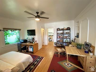 1309 E Hidden Creek Ct S, Holladay, UT 84117 - bedroom with an office area, ornamental molding, and wood finished floors