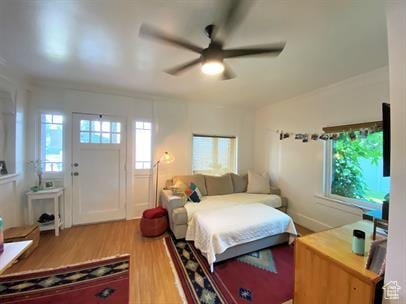 1309 E Hidden Creek Ct S, Holladay, UT 84117 - bedroom featuring wood finished floors and ceiling fan