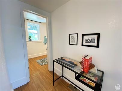 1309 E Hidden Creek Ct S, Holladay, UT 84117 - hall featuring wood finished floors and baseboards