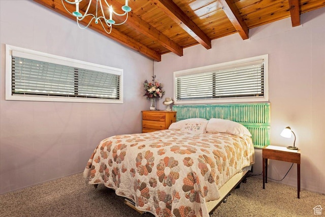 2391 Kays Creek Dr, Layton, UT 84040 - bedroom featuring a wood ceiling with exposed beams, carpet, and a chandelier