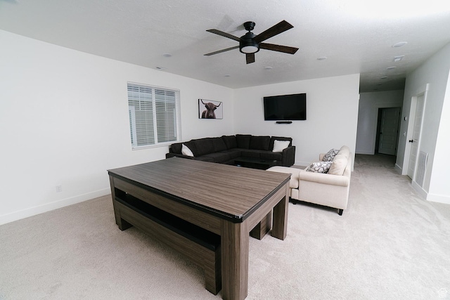 357 W Posies Dr, Garden City, UT 84028 - living area featuring light colored carpet and ceiling fan