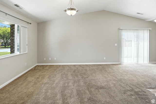 452 E 875 N, Ogden, UT 84404 - spare room featuring plenty of natural light, carpet floors, and vaulted ceiling