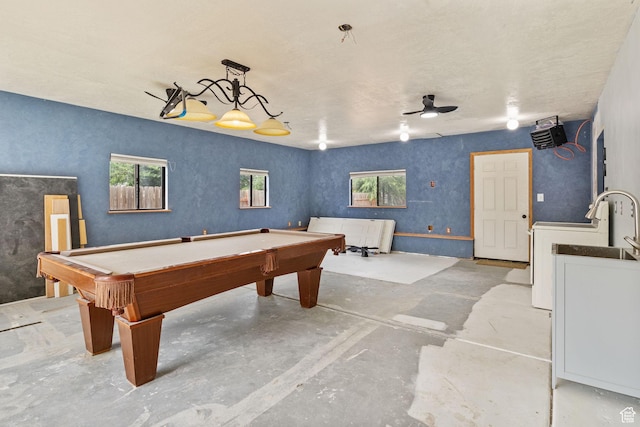 632 S 1150 W, Layton, UT 84041 - game room featuring concrete flooring, washer / dryer, billiards table, and a ceiling fan
