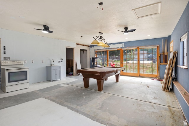 632 S 1150 W, Layton, UT 84041 - rec room featuring billiards table, concrete flooring, and a ceiling fan