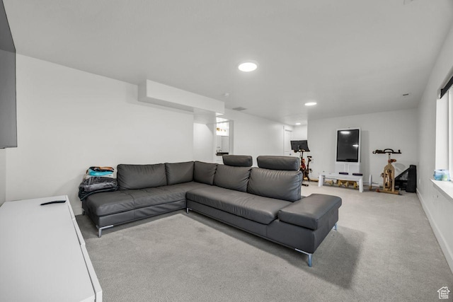 12357 S Eovaldi Ave, Herriman, UT 84096 - living room featuring carpet flooring and recessed lighting