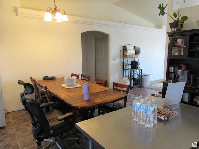544 E 1875 S, Roosevelt, UT 84066 - dining space featuring arched walkways, lofted ceiling, and a chandelier