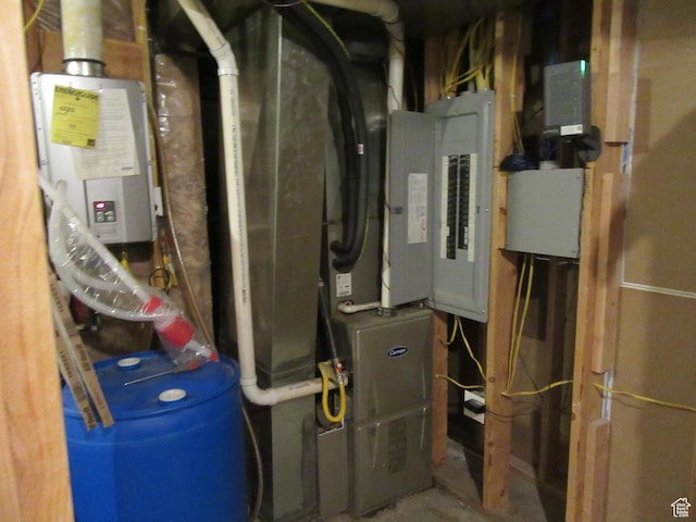 544 E 1875 S, Roosevelt, UT 84066 - utility room featuring tankless water heater and electric panel