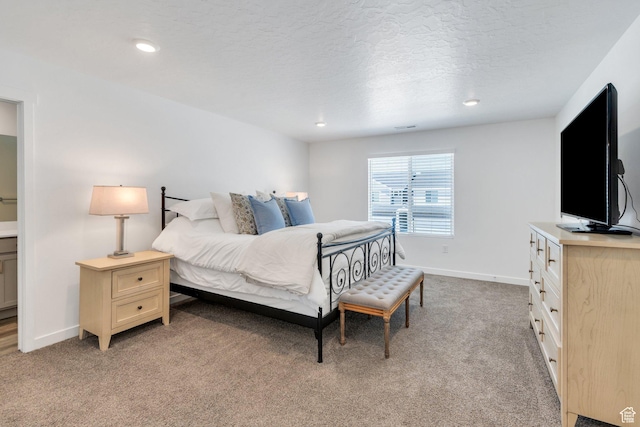 1127 W Hidden Spring Dr, Santaquin, UT 84655 - bedroom featuring light colored carpet, a textured ceiling, and recessed lighting